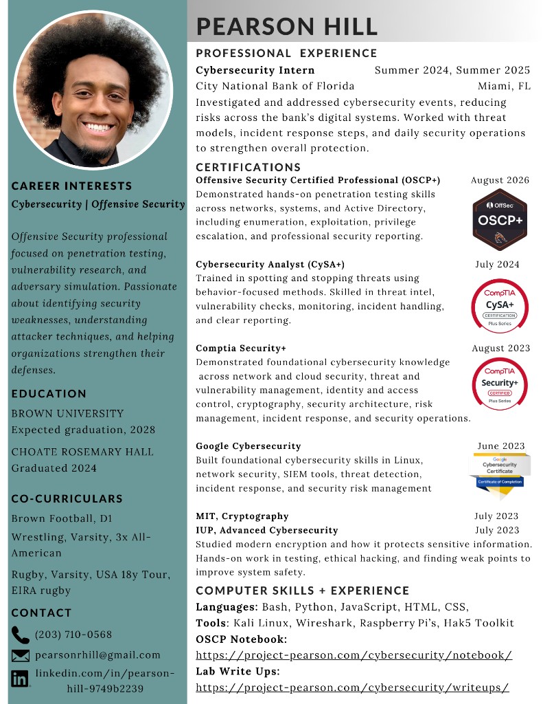 Pearson Hill resume